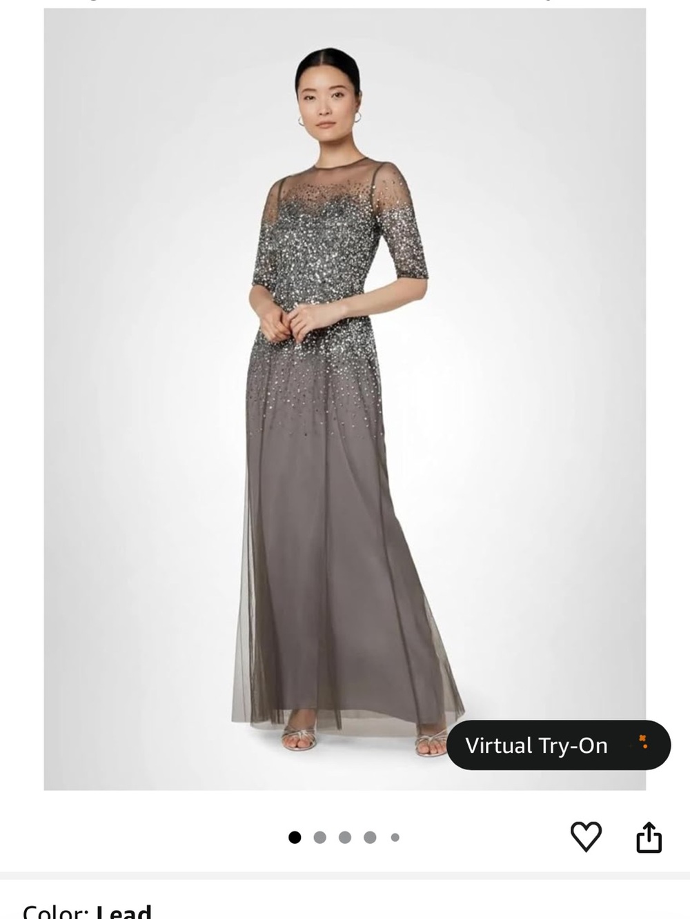 Adrianna Papell Lead Sequin Illusion Maxi Dress